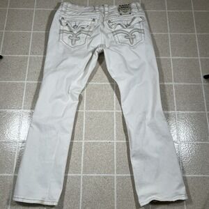 Rock Revival Men's Jeans Steven Alt Straight 36x32 Y2K Embroidered White